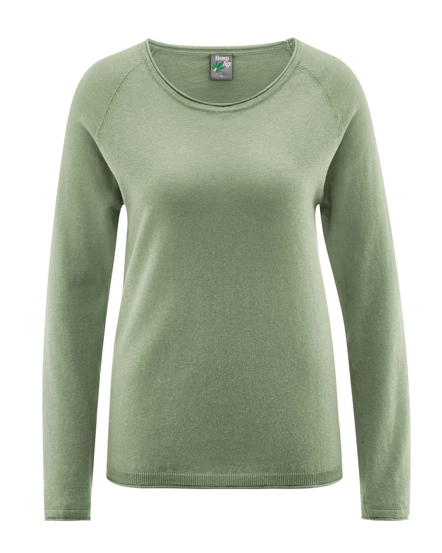 Hempage Damen vegan Pullover Raglan Kaktusgrün – Ansicht 2