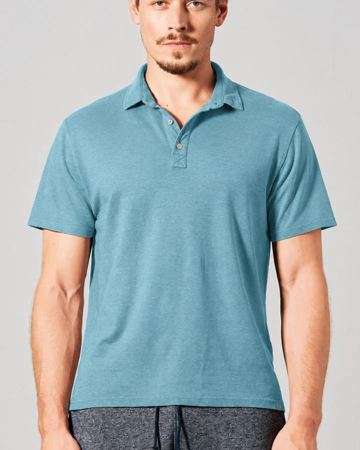 Hempage Herren vegan Polohemd Sporty Wave In Blau
