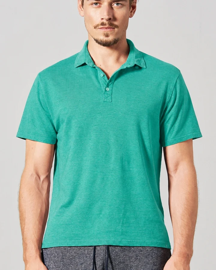 Hempage Herren vegan Poloshirt Sporty Smaragdgrün