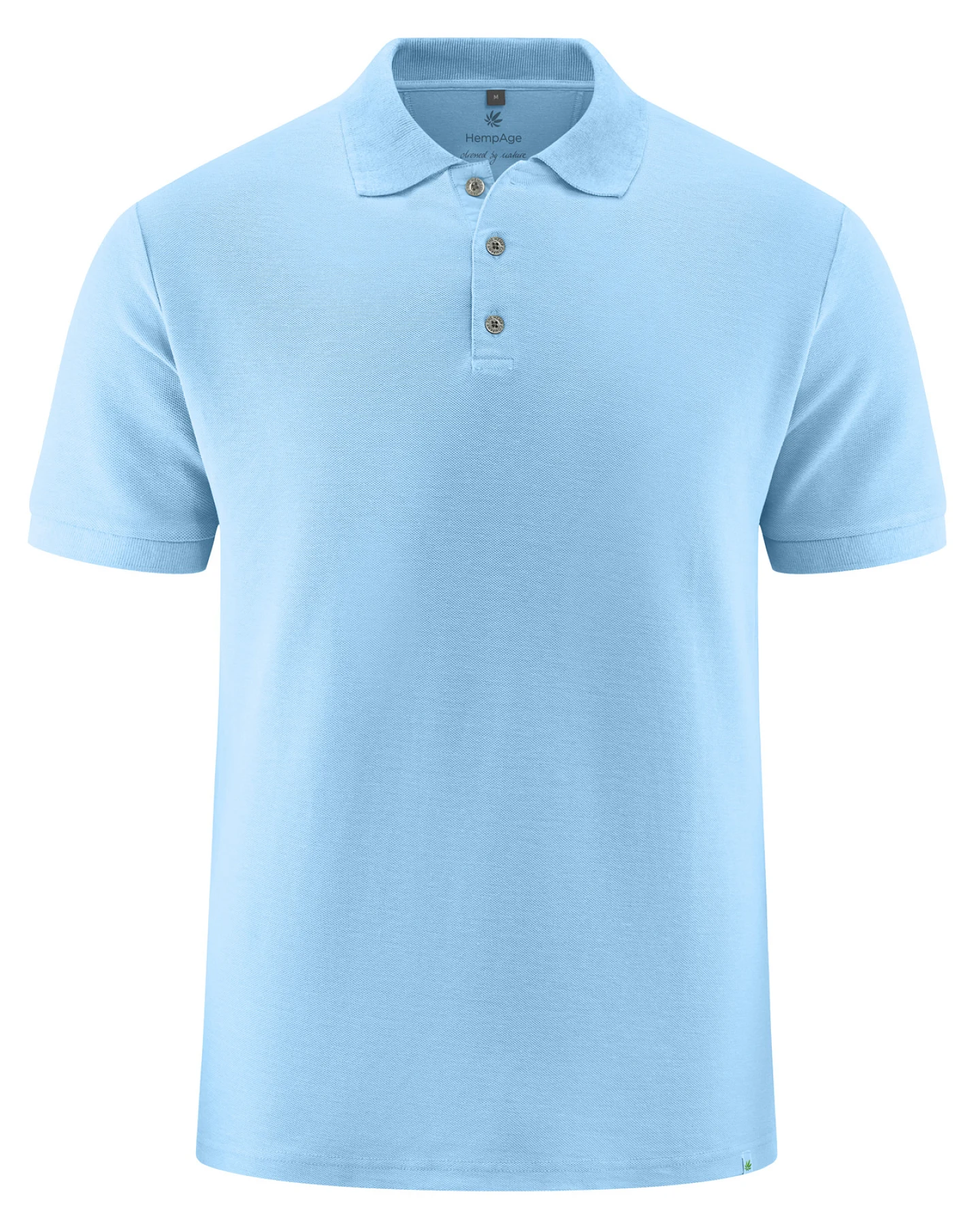 Hempage Herren vegan Poloshirt Pique Jersey Gletscherblau – Ansicht 2