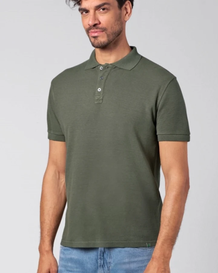 Hempage Herren vegan Poloshirt Piqué Jersey Moosgrün