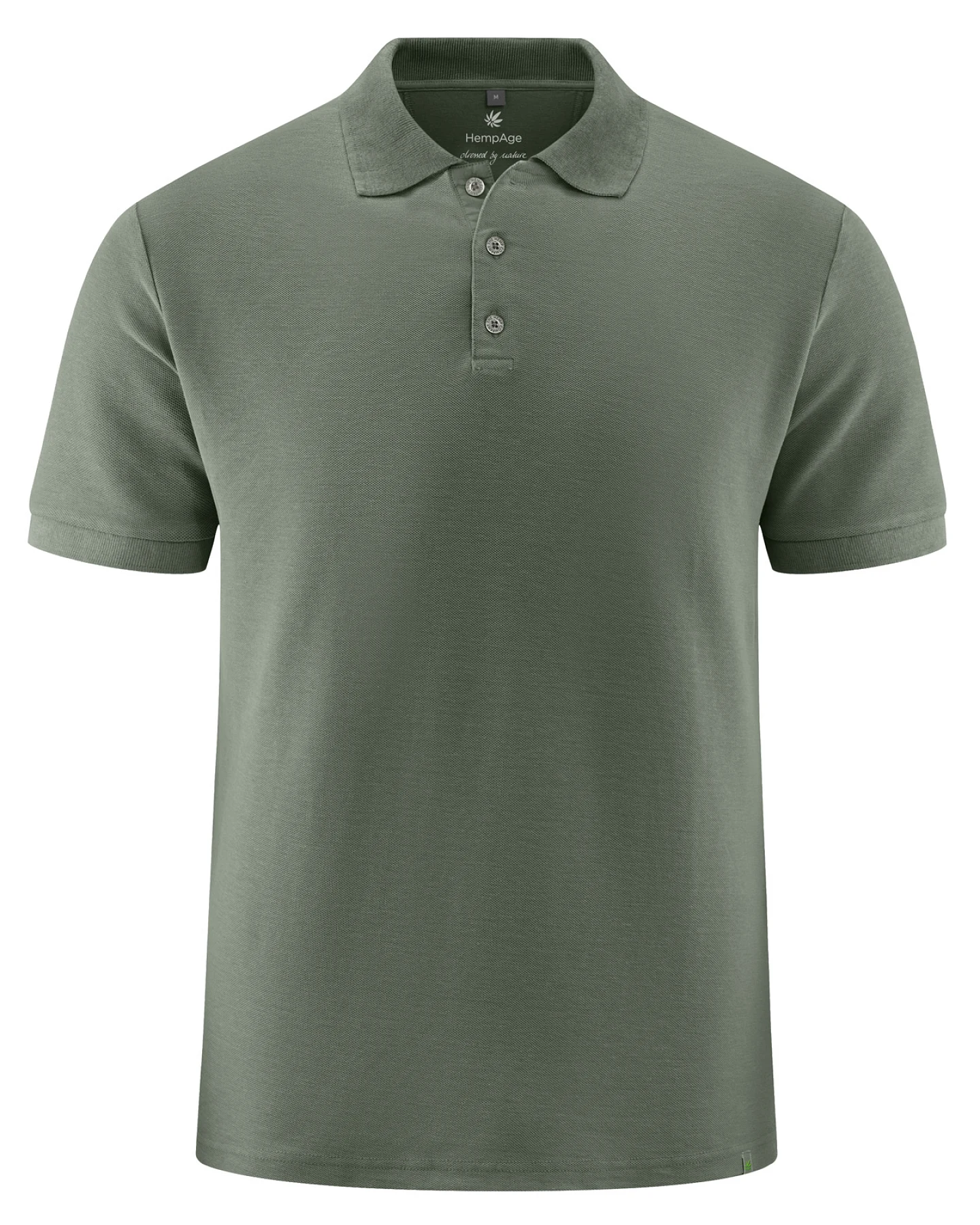 Hempage Herren vegan Poloshirt Piqué Jersey Moosgrün – Ansicht 2