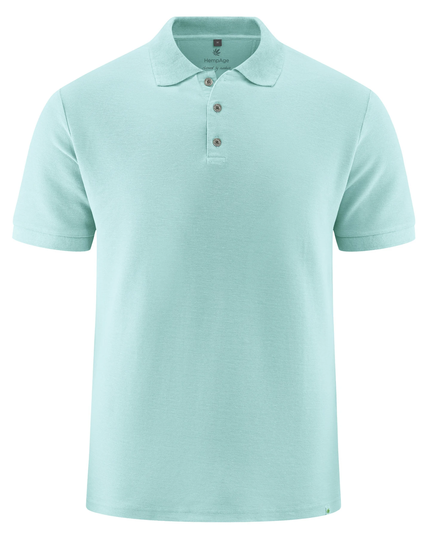 Hempage Herren vegan Poloshirt Pique Jersey Seeblau – Ansicht 2
