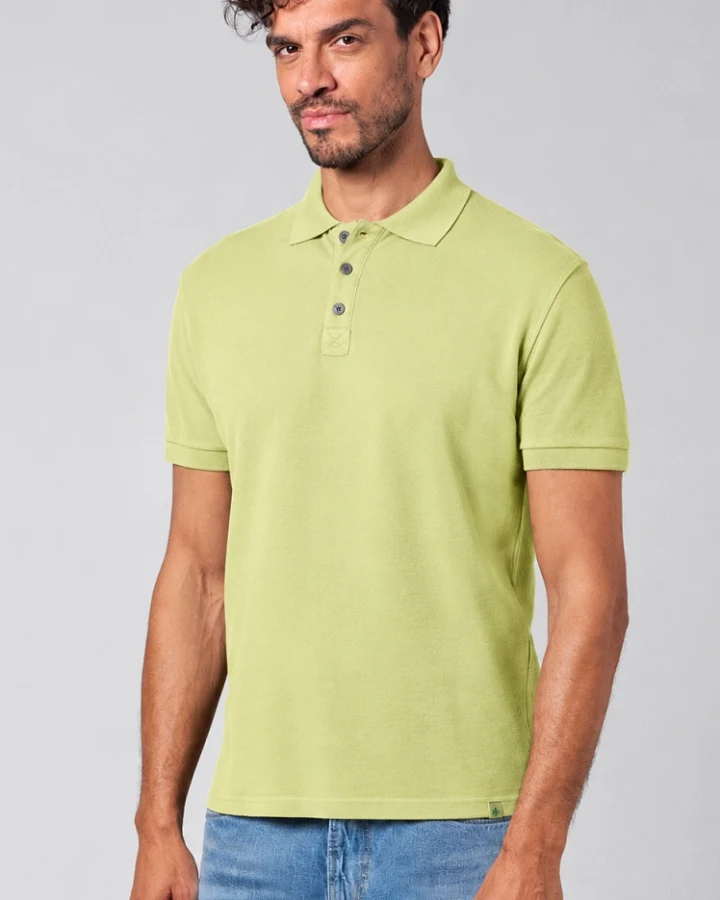 Hempage Herren vegan Poloshirt Pique Jersey Bamboo Grün