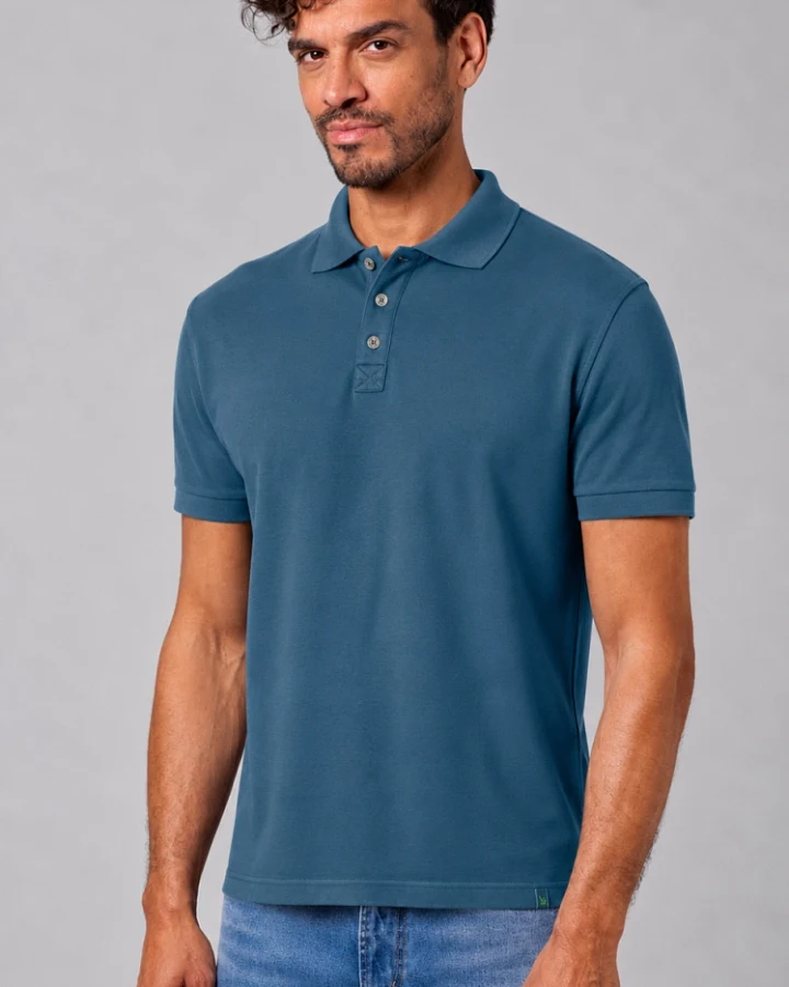 Hempage Herren vegan Poloshirt Piqué Jersey Reef Teal