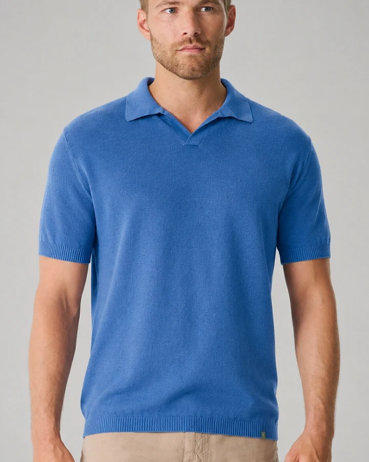 Hempage Herren vegan Poloshirt Elegant Royalblau