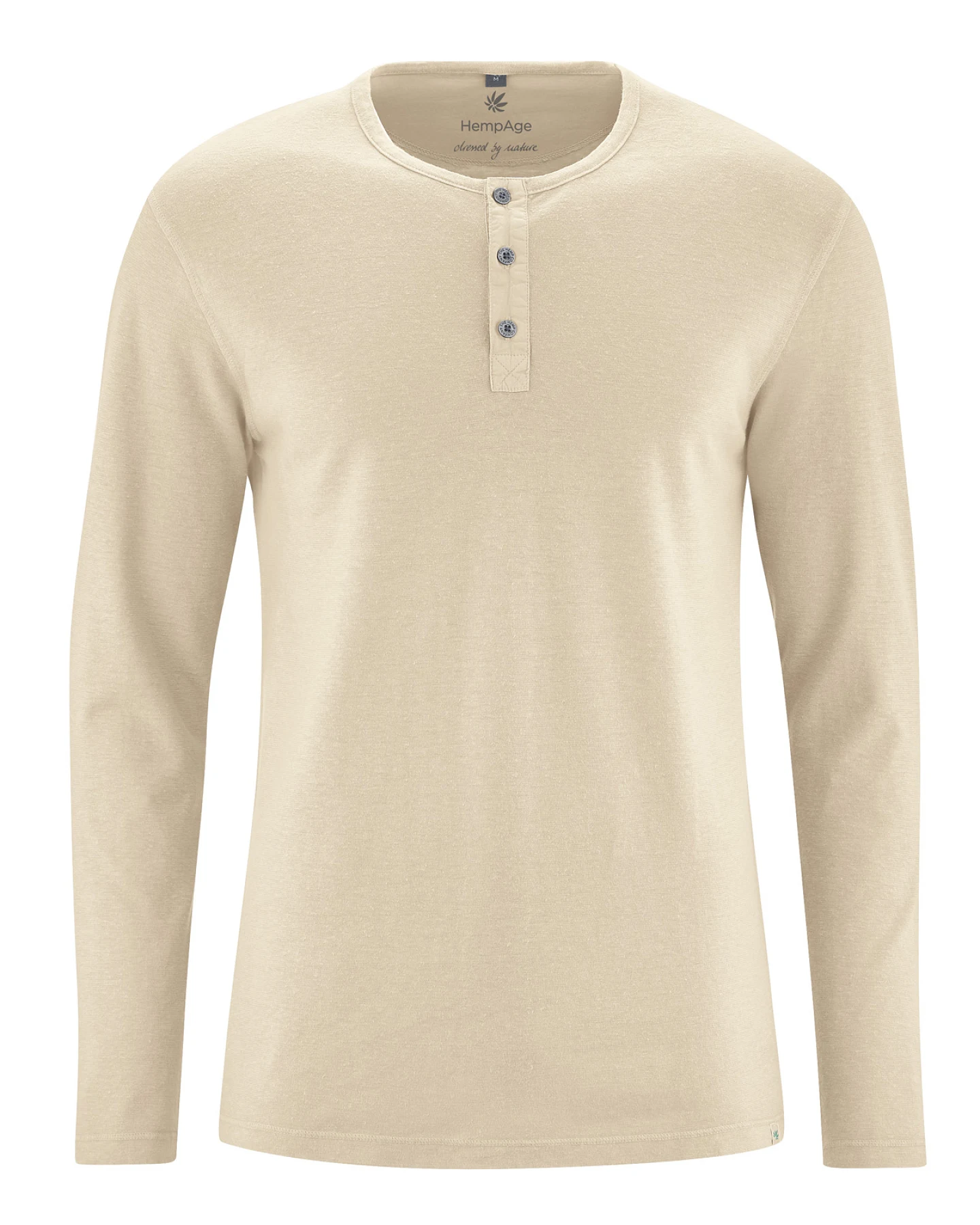 Hempage Herren vegan Longsleeve Brushed Henley Gobi Beige – Ansicht 2