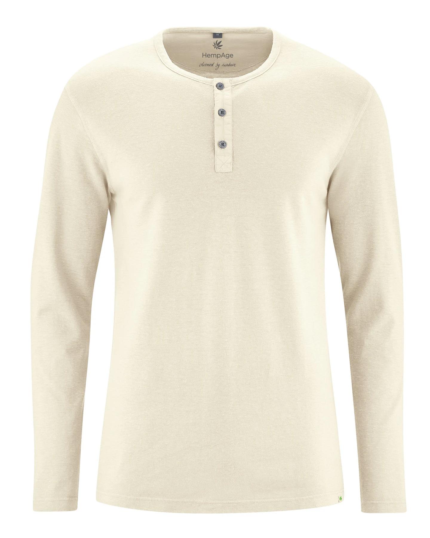 Hempage Herren vegan Longsleeve Brushed Henley Offwhite – Ansicht 2