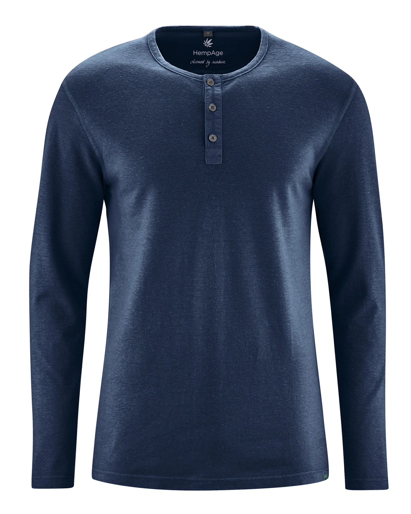 Hempage Herren vegan Longsleeve Henley Brushed Navy – Ansicht 2