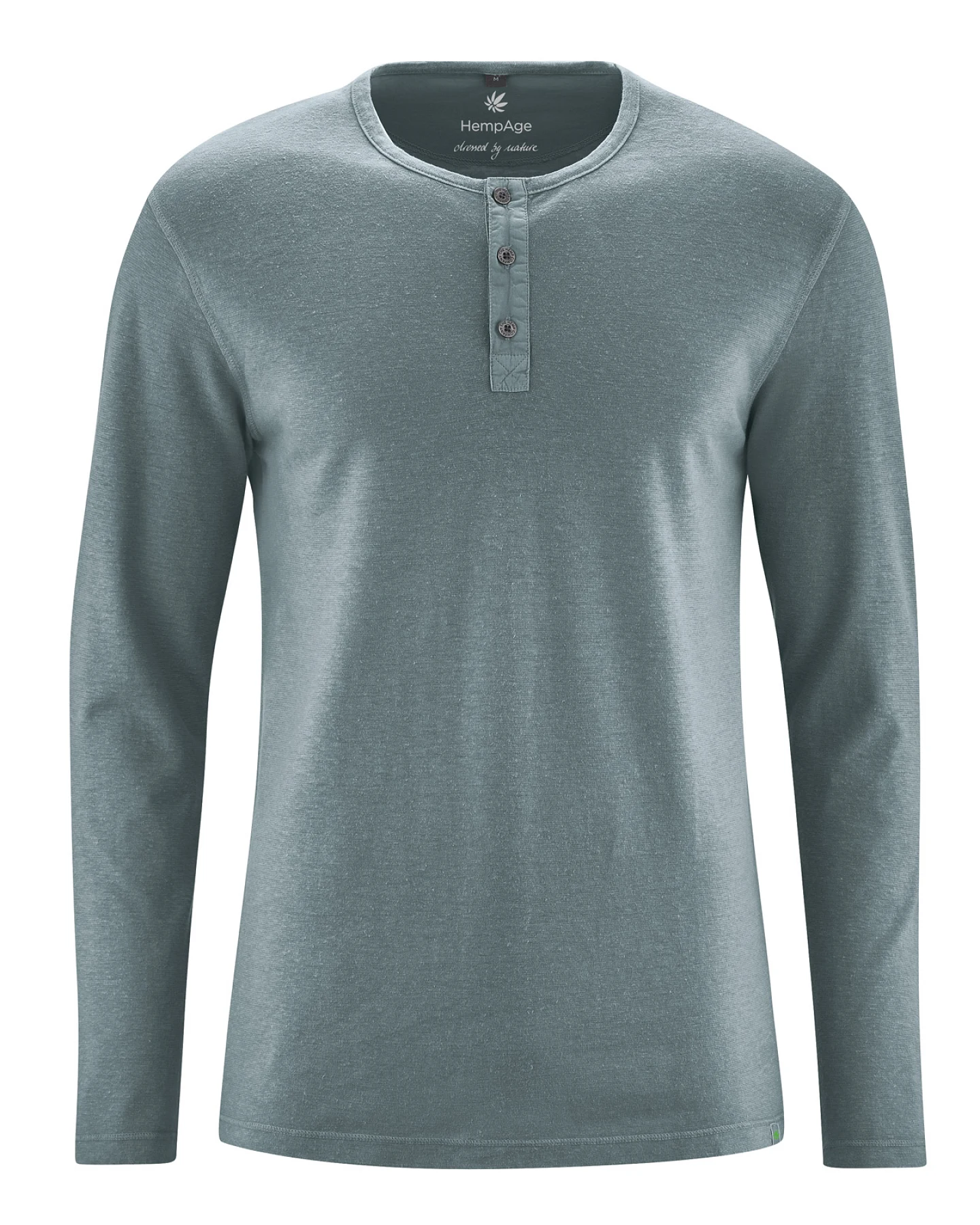 Hempage Herren vegan Longsleeve Henley Brushed Titanium – Ansicht 2
