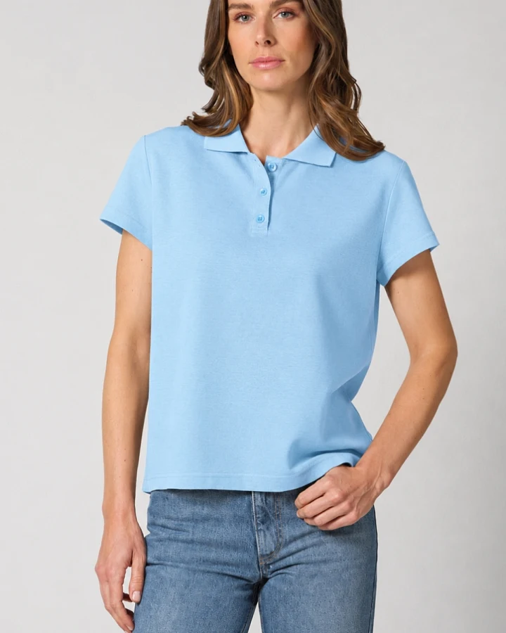 Hempage Damen vegan Poloshirt Classic Damen Gletscherblau