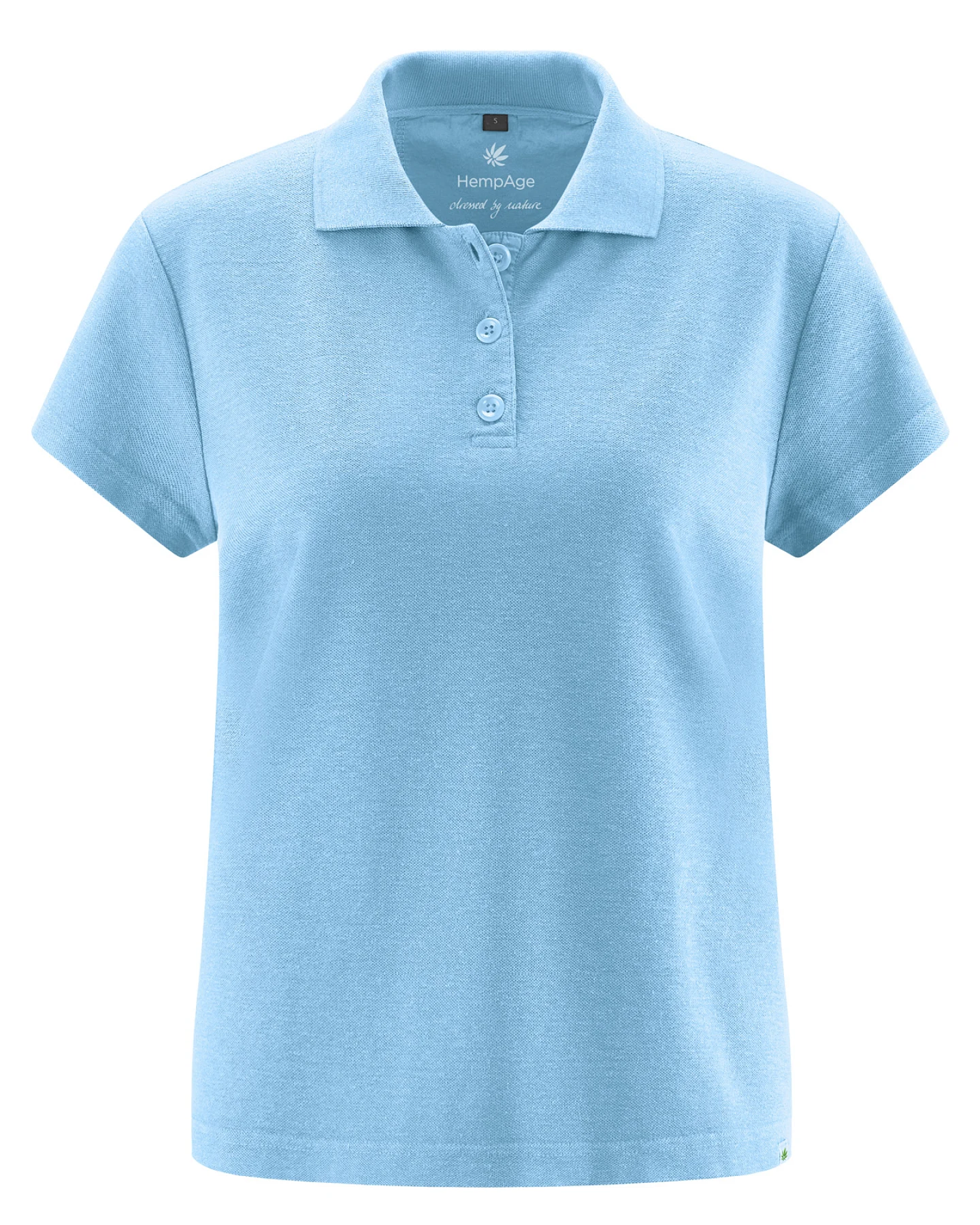 Hempage Damen vegan Poloshirt Classic Damen Gletscherblau – Ansicht 2