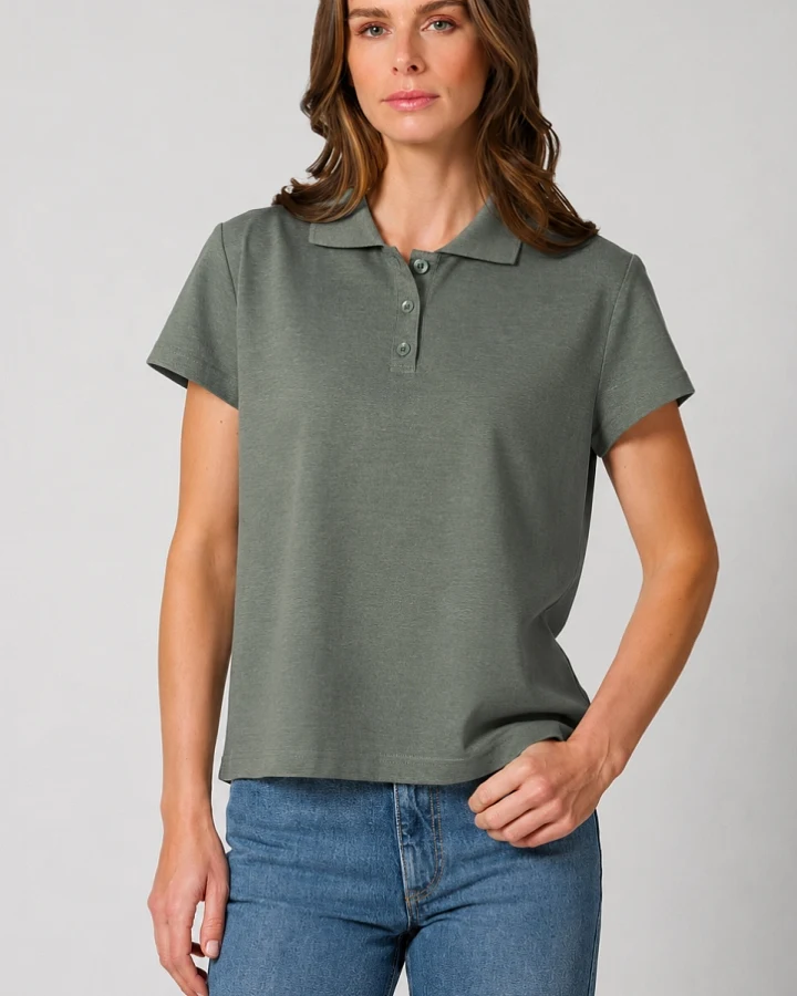 Hempage Damen vegan Polohemd Moosgrün