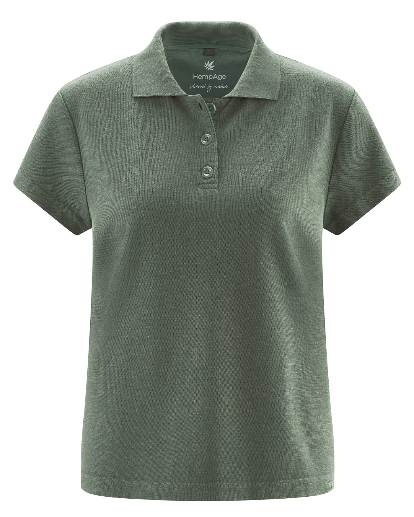 Hempage Damen vegan Polohemd Moosgrün – Ansicht 2