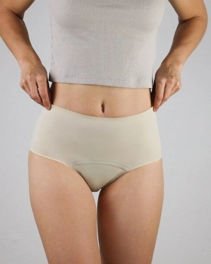 MYLILY Periodenslip - High Waist Seamless Beige - aus Baumwolle