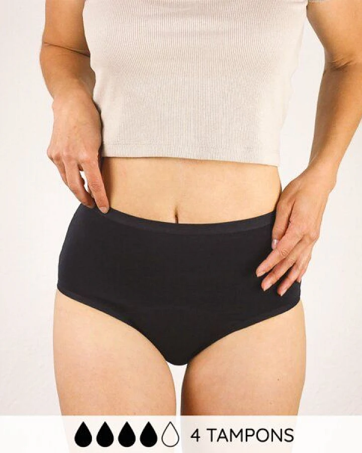 MYLILY High Waist Schwarz - Periodenunterwäsche aus Baumwolle