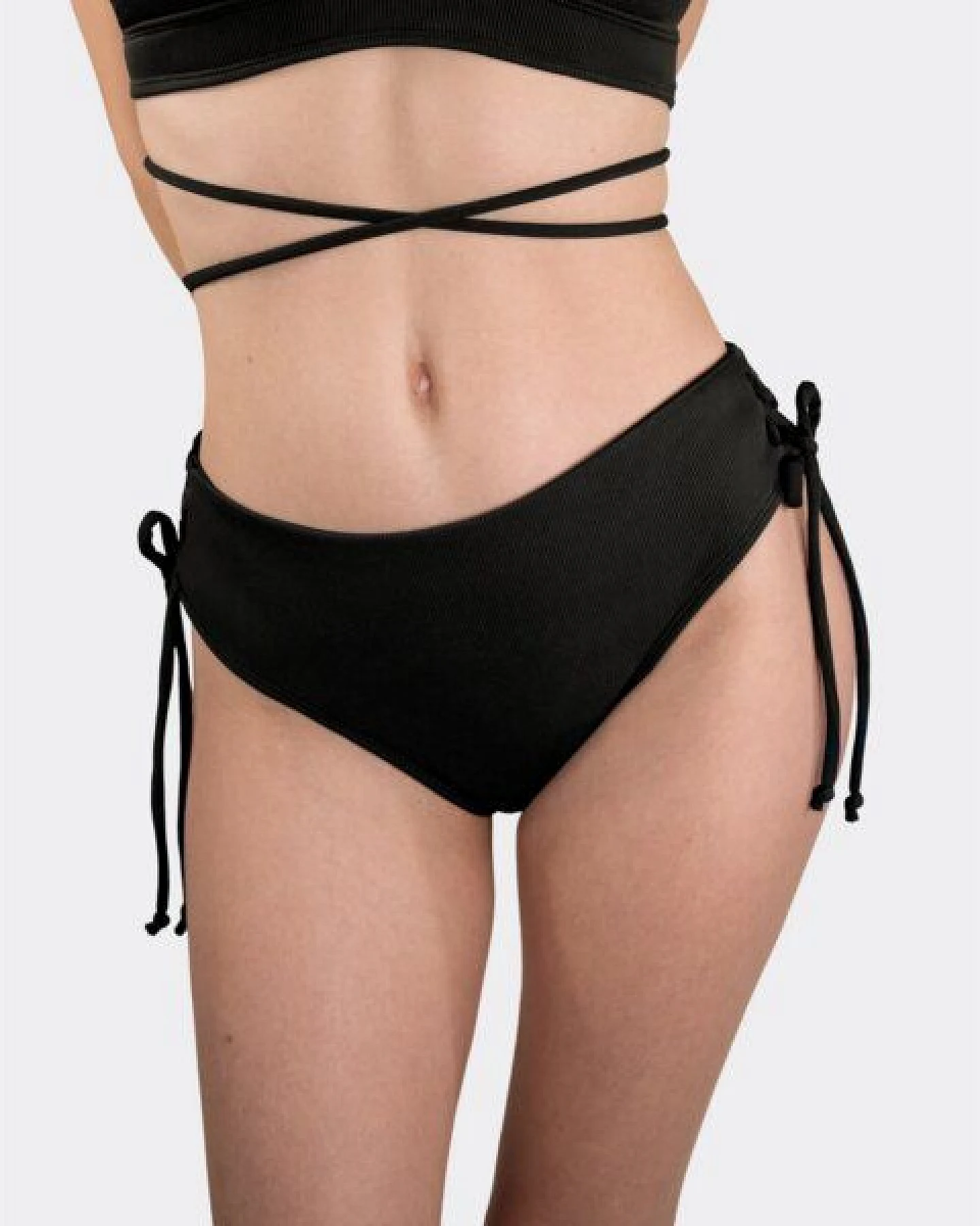 MYLILY Perioden Bikini Hose Crinkle mit gekreuzter Schnürung – Ansicht 2