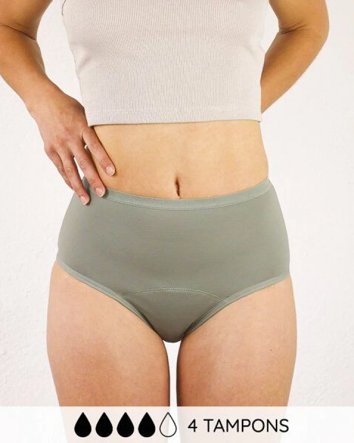 MYLILY High Waist Salbei - Periodenunterwäsche aus Baumwolle