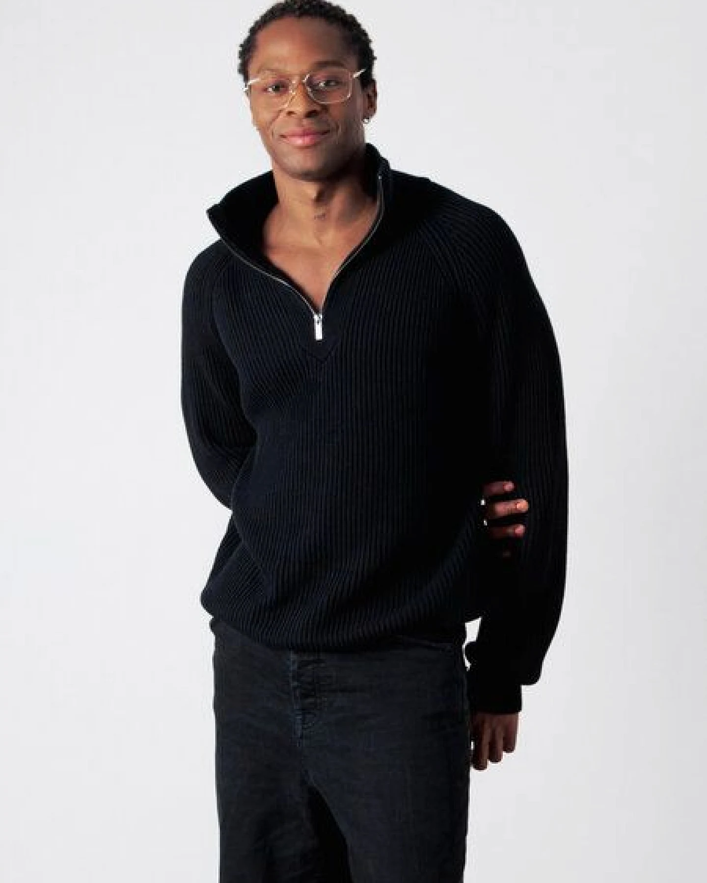 Honest Basics Herren Half-Zip-Strick aus 100% Bio-Baumwolle – Ansicht 2