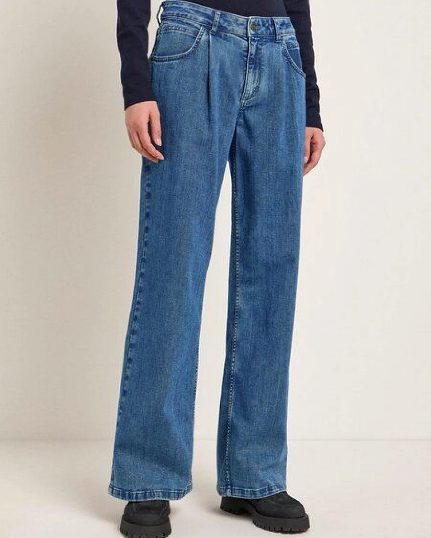 LANIUS Marlenejeans mit Bundfalte aus Bio-Baumwolle – Ansicht 2