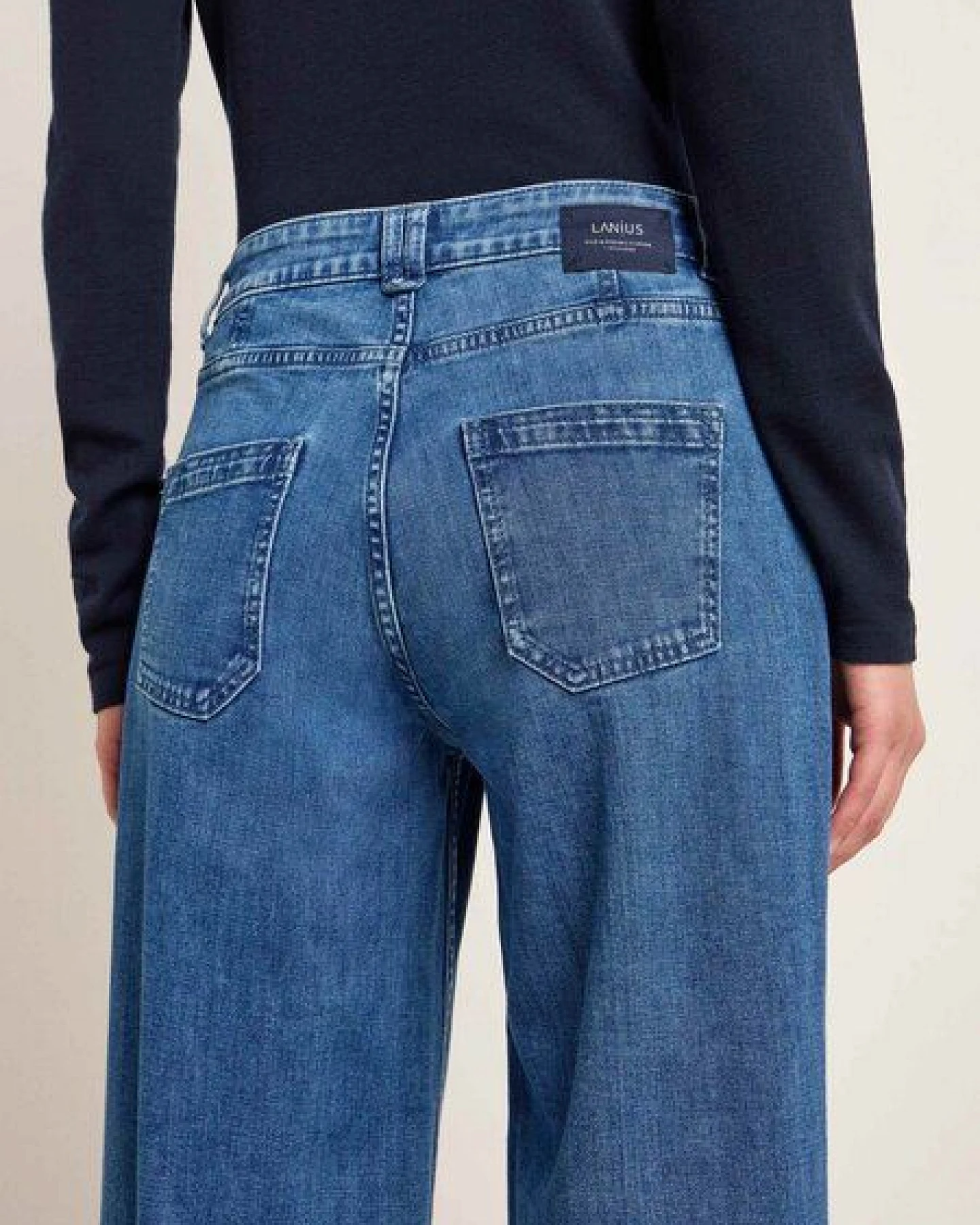 LANIUS Marlenejeans mit Bundfalte aus Bio-Baumwolle – Ansicht 4