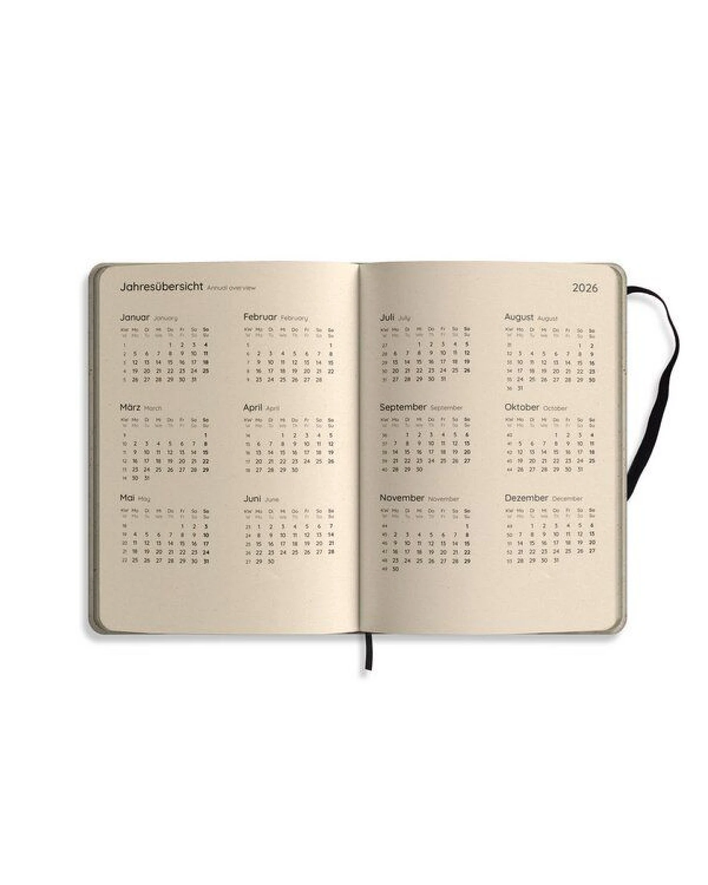 matabooks® Kalender 2026 A5 Pro aus Süßgraspapier mit Graspapier-Cover – Jahresplaner Samaya – Farbe: Black – Ansicht 2