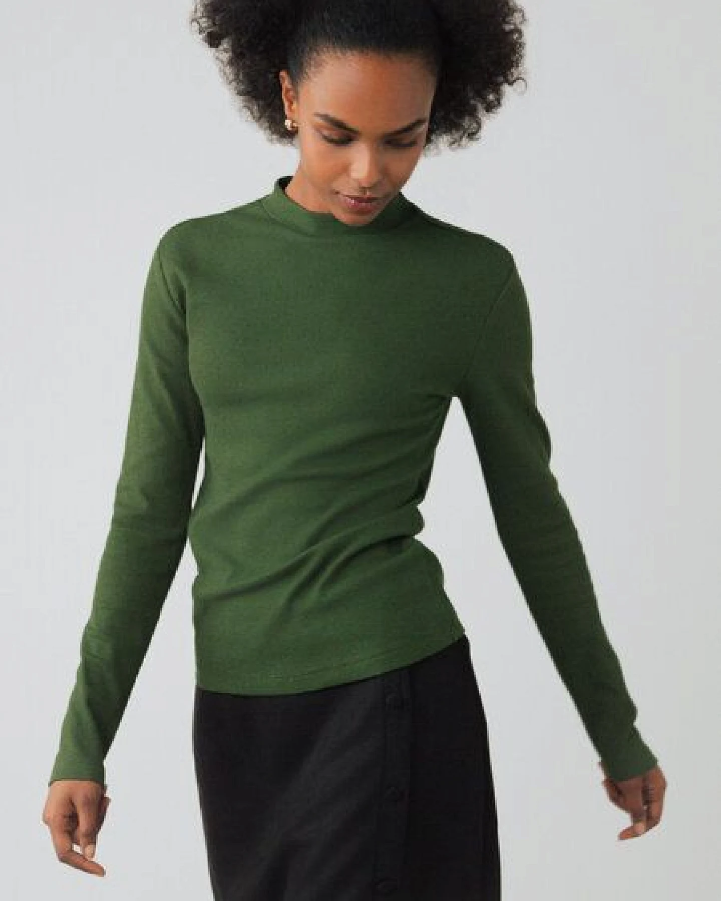 Honest Basics Damen Langarm Shirt mit Stehkragen aus Bio- und recycelter Baumwolle – Ansicht 2