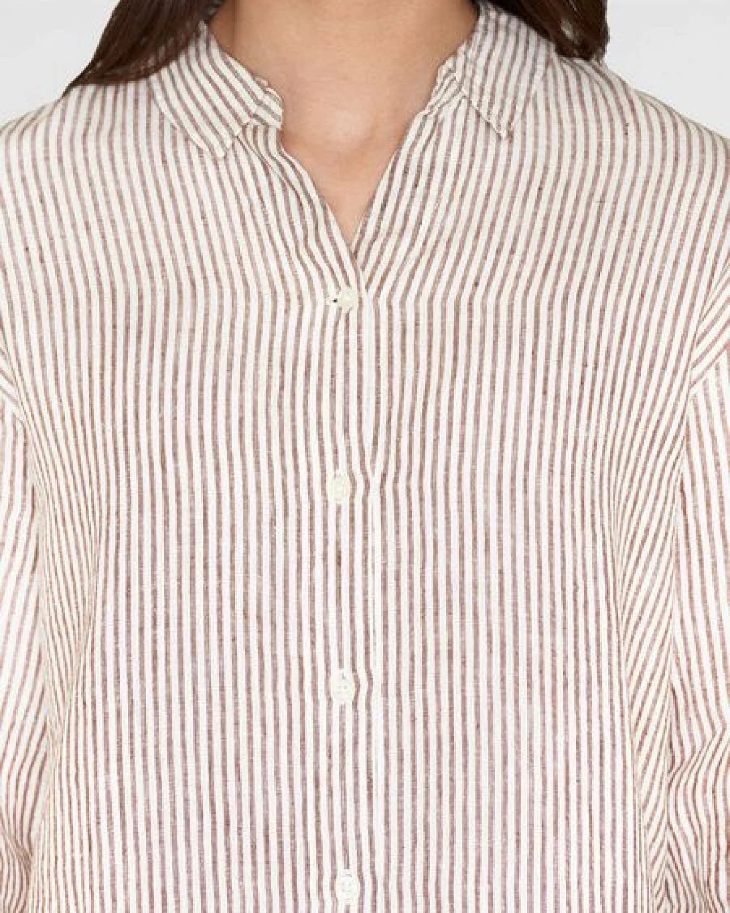 KnowledgeCotton Apparel Damen Hemdblusenkleid CLASSIC STRIPED LINEN DRESS – Ansicht 3