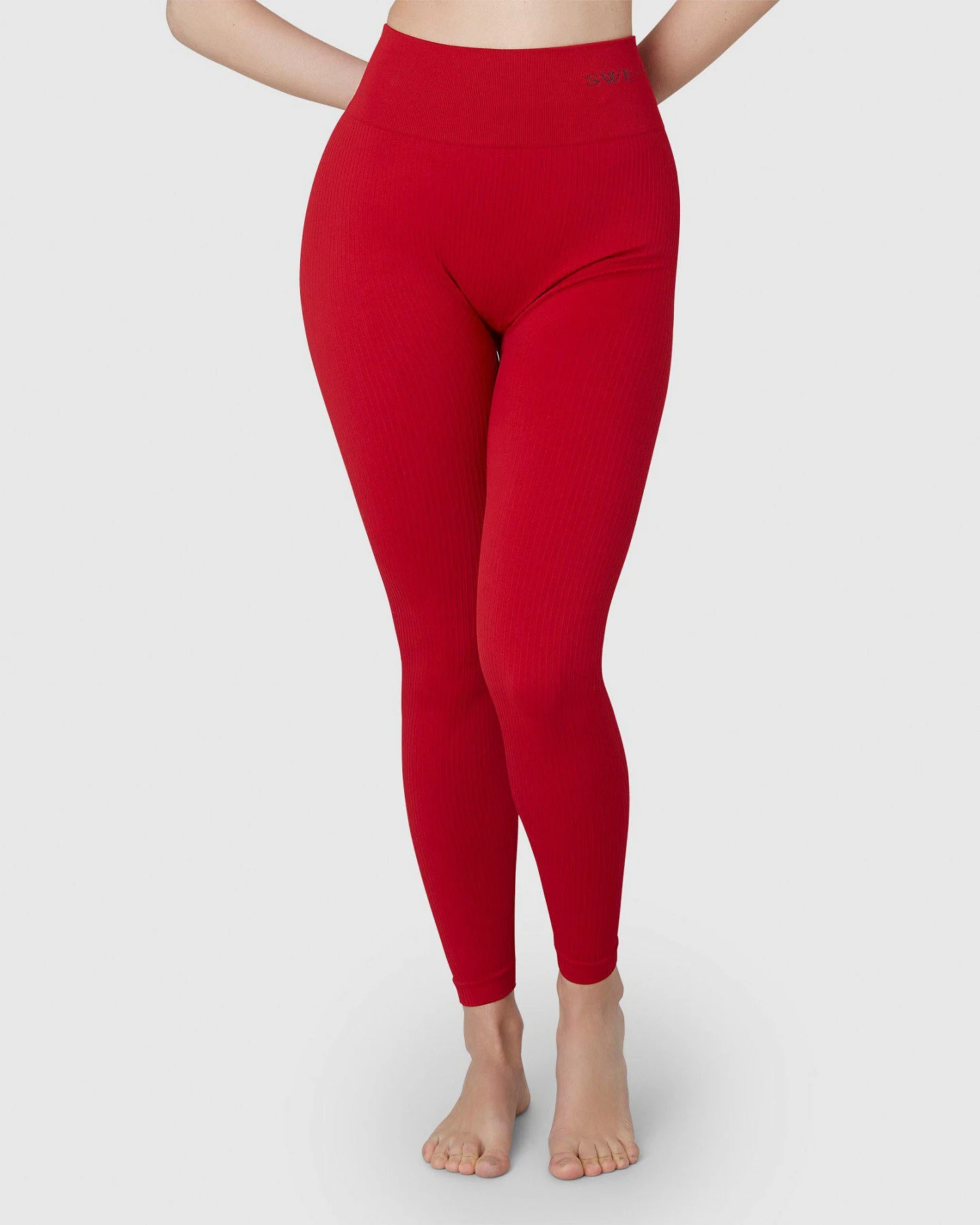 Swedish Stockings Damen vegan Leggings Tyra Rib Sharp Rot – Ansicht 2