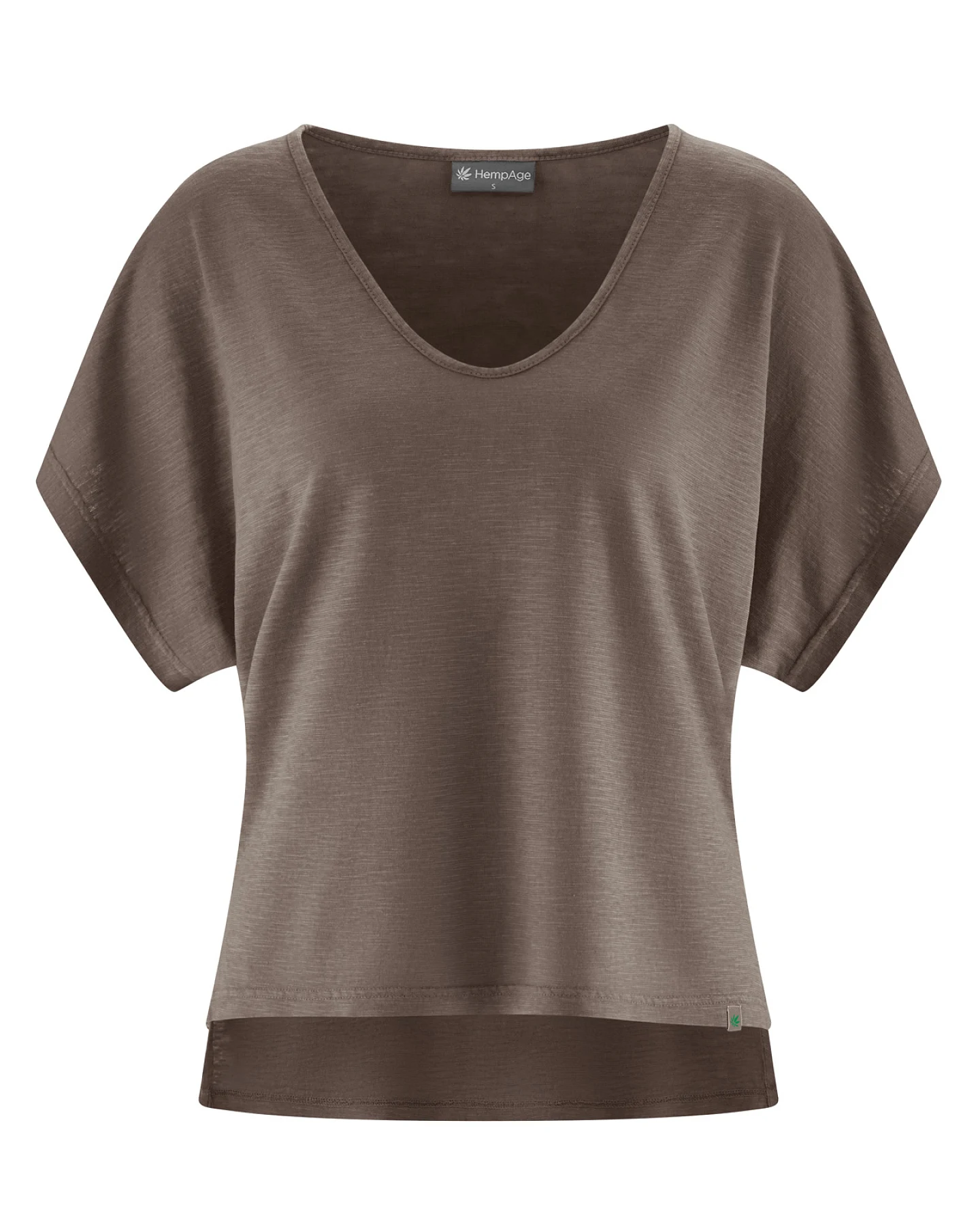 Hempage Damen vegan T-Shirt Slub Jersey Dust Brown – Ansicht 2