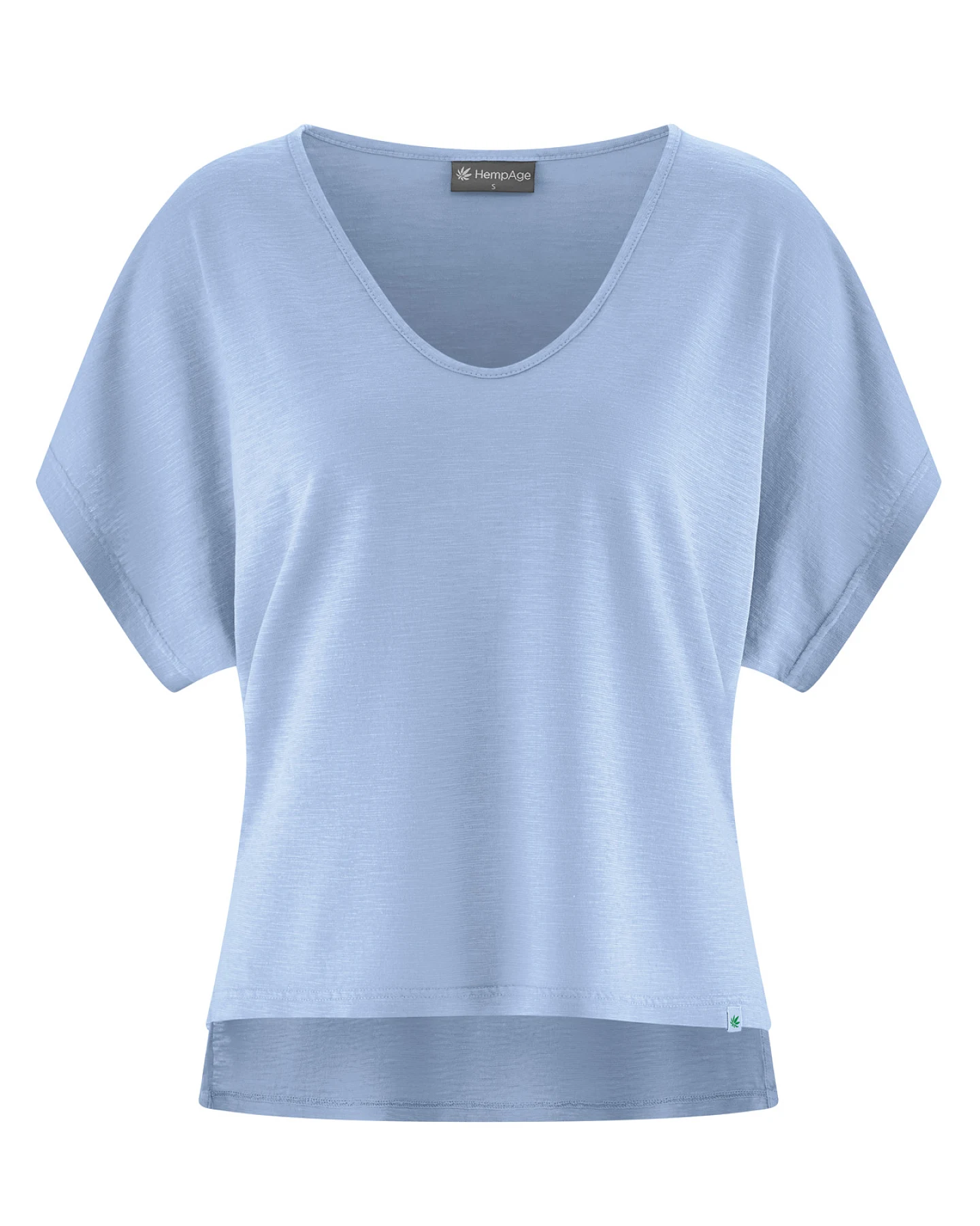 Hempage Damen vegan T-Shirt Aus Slub-Jersey Wasserblau – Ansicht 2