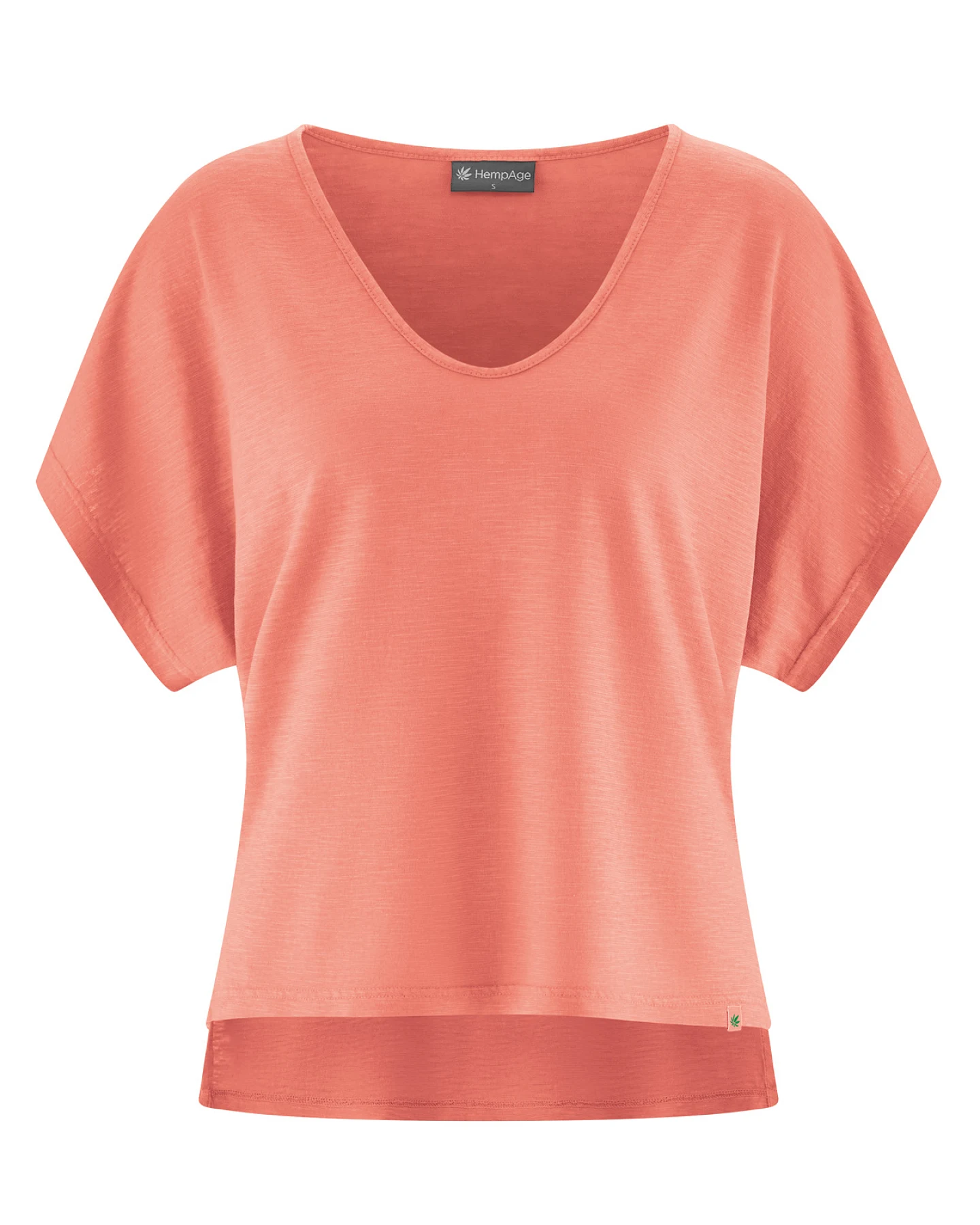 Hempage Damen vegan T-Shirt Aus Slub-Jersey In Pfirsich – Ansicht 2