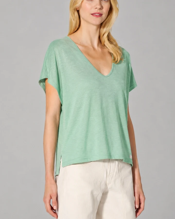 Hempage Damen vegan T-Shirt Aus Slub-Jersey Mentagrün