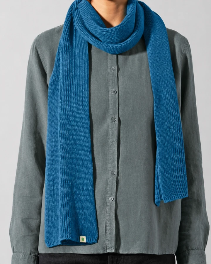 Hempage Damen vegan Schal Einfarbig Meerblau