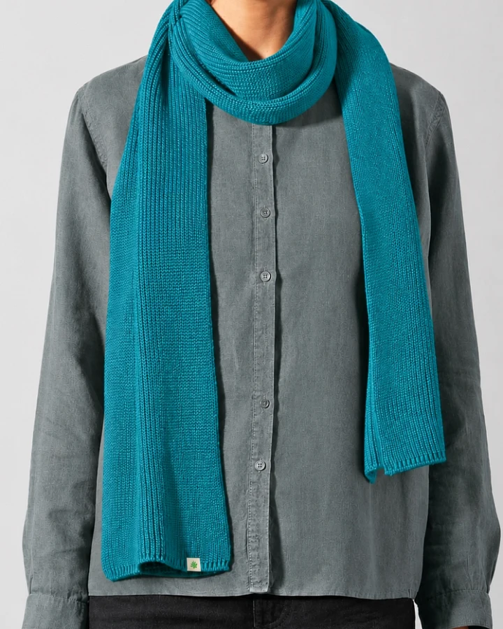 Hempage Damen vegan Schal Einfarbig Lagunenblau