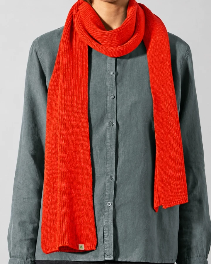 Hempage Damen vegan Schal Einfarbig Ziegelrot
