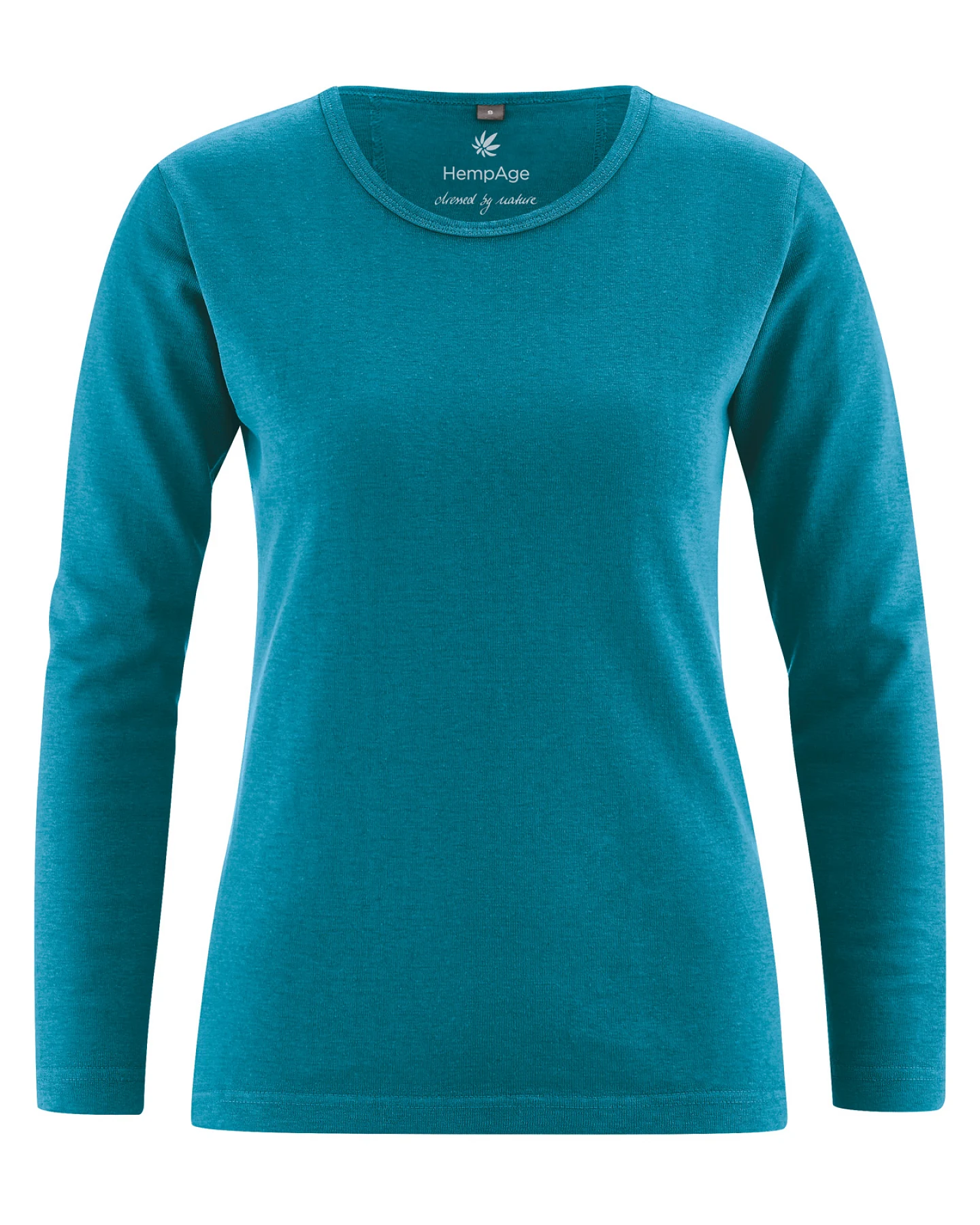 Hempage Damen vegan Langarmshirt Basic Lagunenblau – Ansicht 2