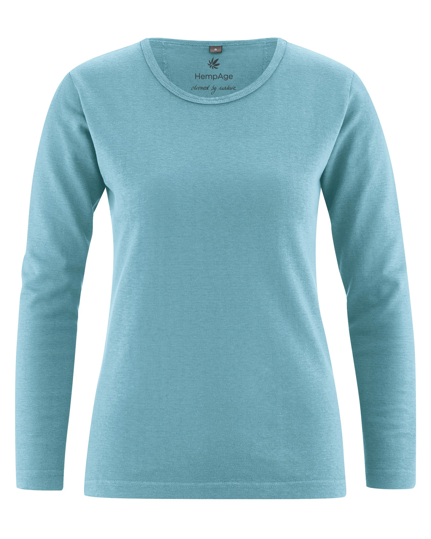 Hempage Damen vegan Langarmshirt Basic Wave Blau – Ansicht 2