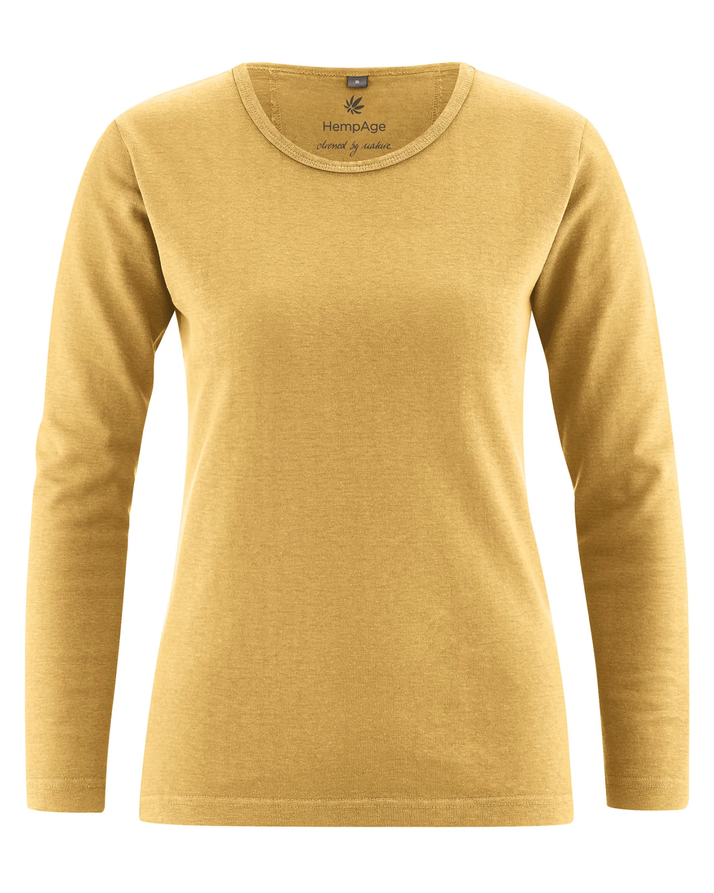 Hempage Damen vegan Langarmshirt Basic Dijon Gelb – Ansicht 2