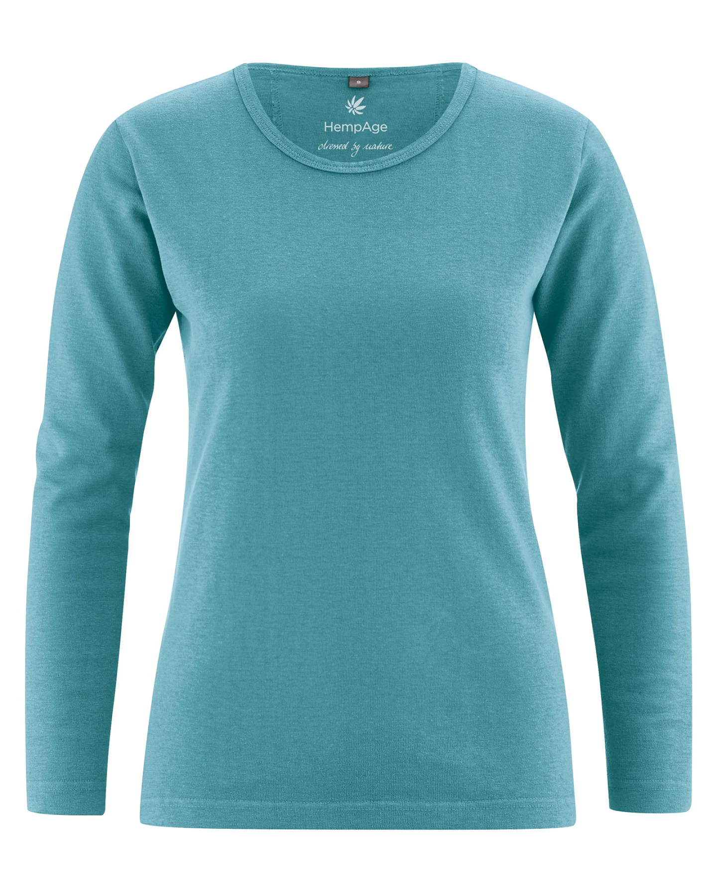 Hempage Damen vegan Langarmshirt Basic Shelf Blau – Ansicht 2