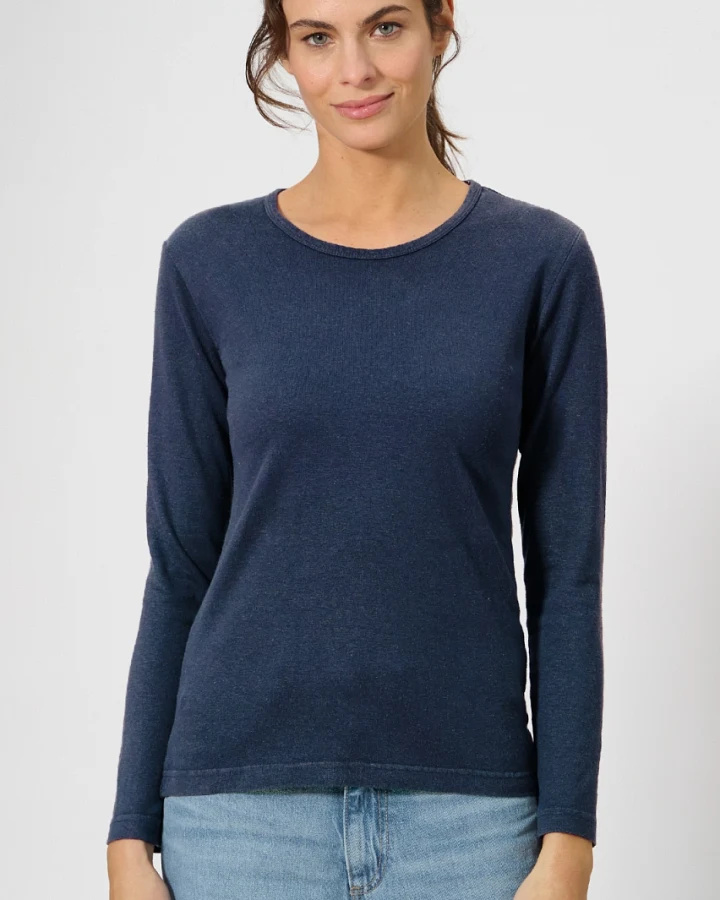 Hempage Damen vegan Langarmshirt Basic Navy