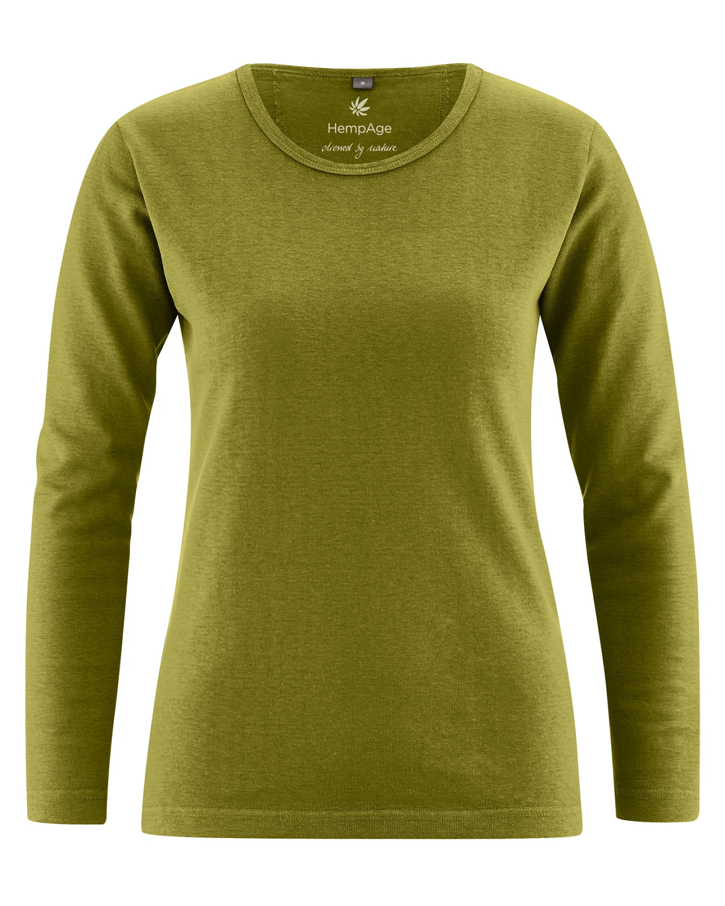 Hempage Damen vegan Langarmshirt Basic Weidegrün – Ansicht 2