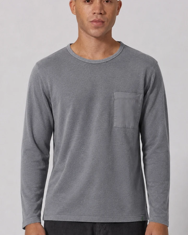 Hempage Herren vegan Langarmshirt Shale Grau