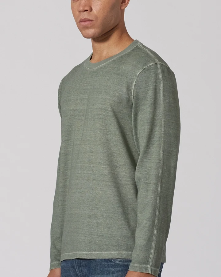 Hempage Herren vegan Langarmshirt In Thymiangrün