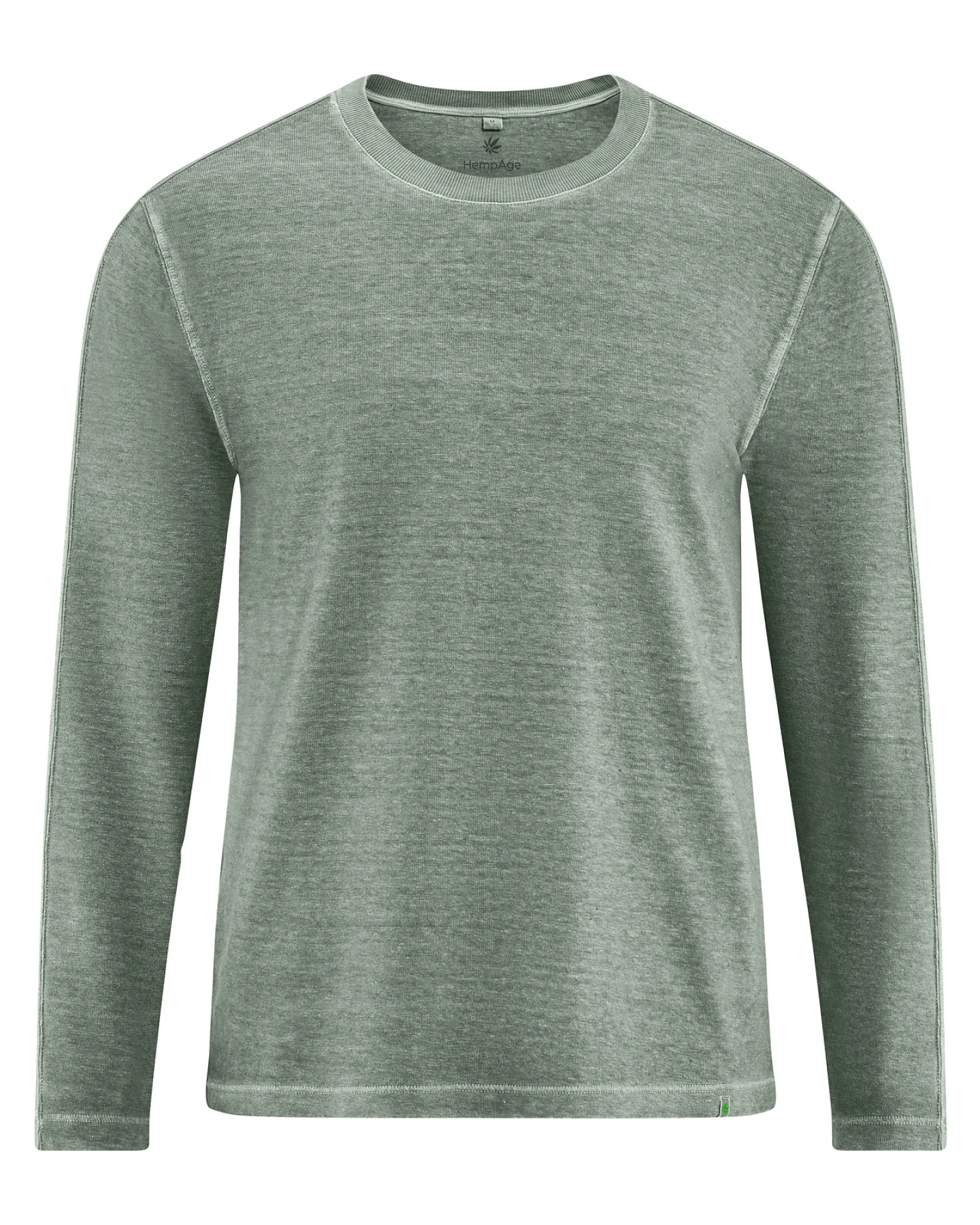Hempage Herren vegan Langarmshirt In Thymiangrün – Ansicht 2