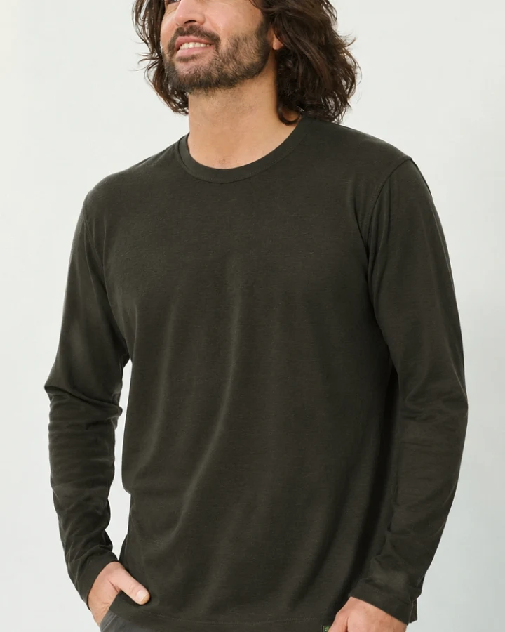 Hempage Herren vegan Langarmshirt Basic Wolf Grau