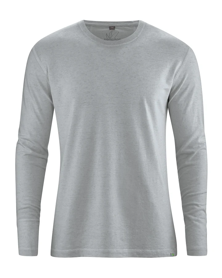 Hempage Herren vegan Langarmshirt Basic Rock Grau