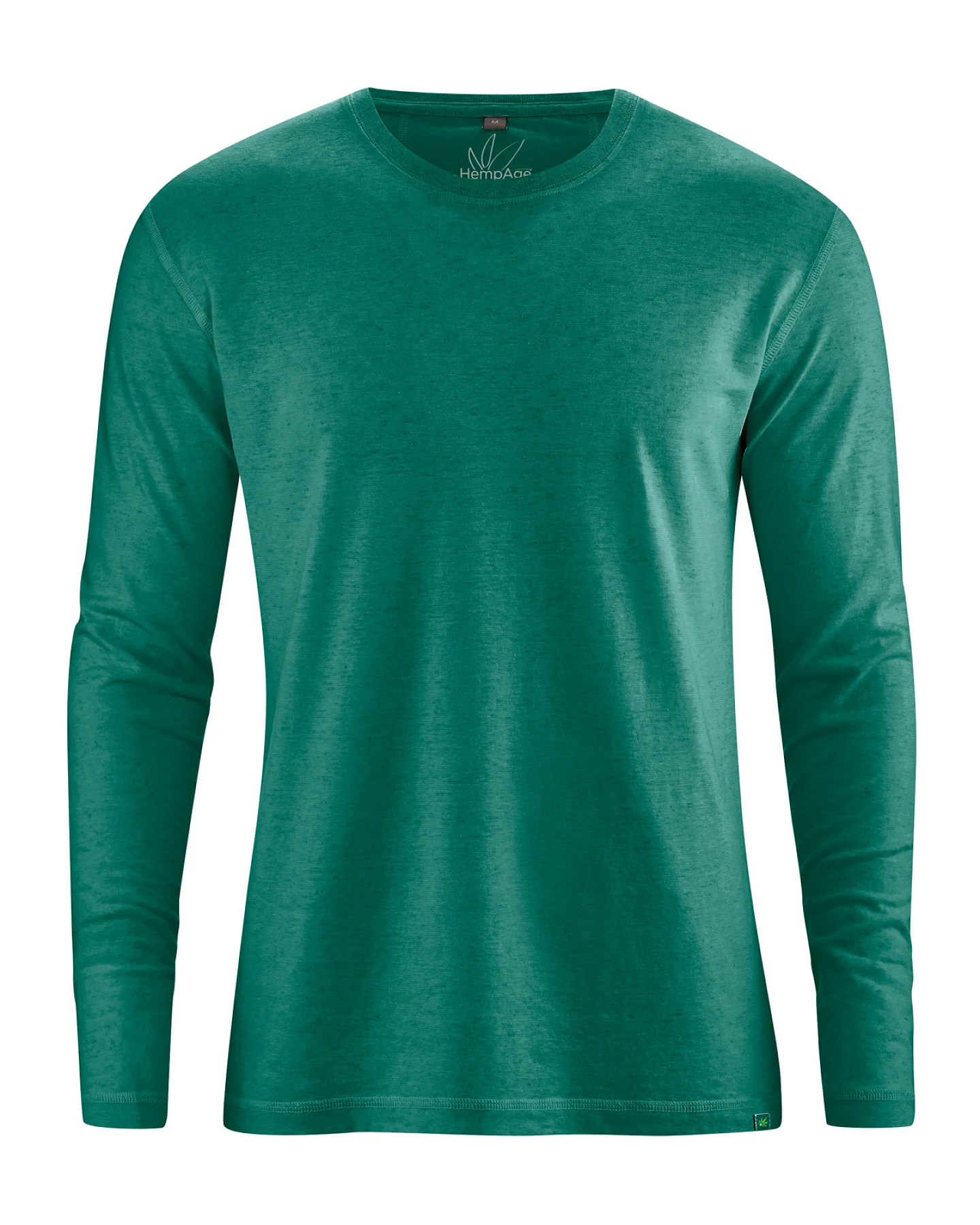 Hempage Herren vegan Langarmshirt Basic Dschungelgrün – Ansicht 2