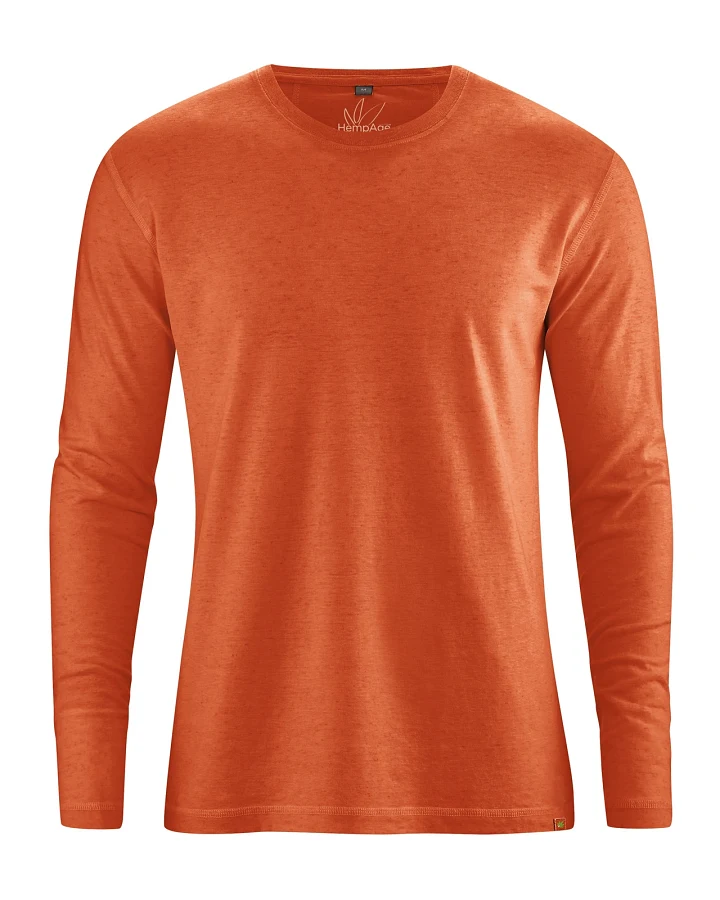 Hempage Herren vegan Langarmshirt Basic Fox Orange