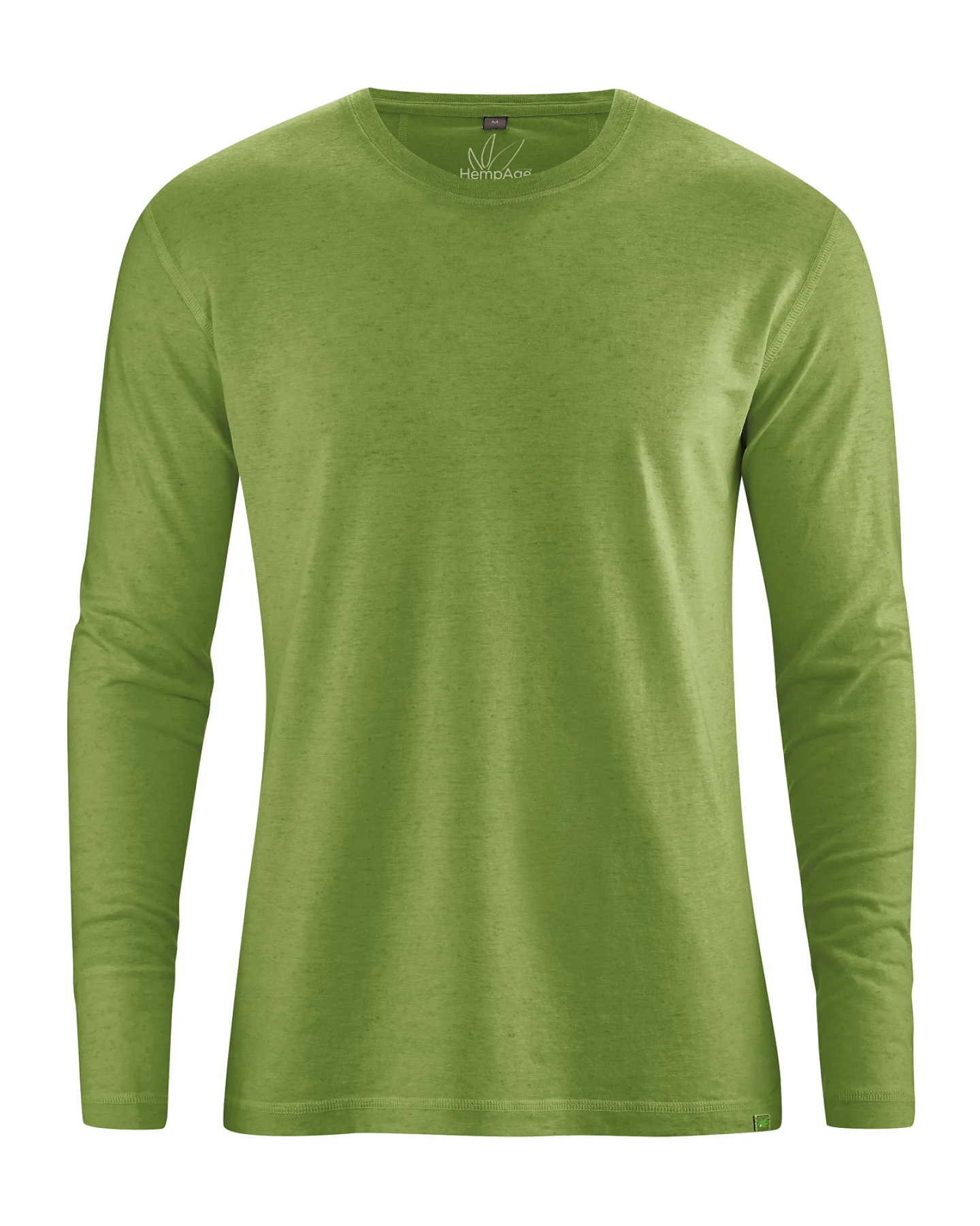 Hempage Herren vegan Langarmshirt Basic Unkrautgrün – Ansicht 2